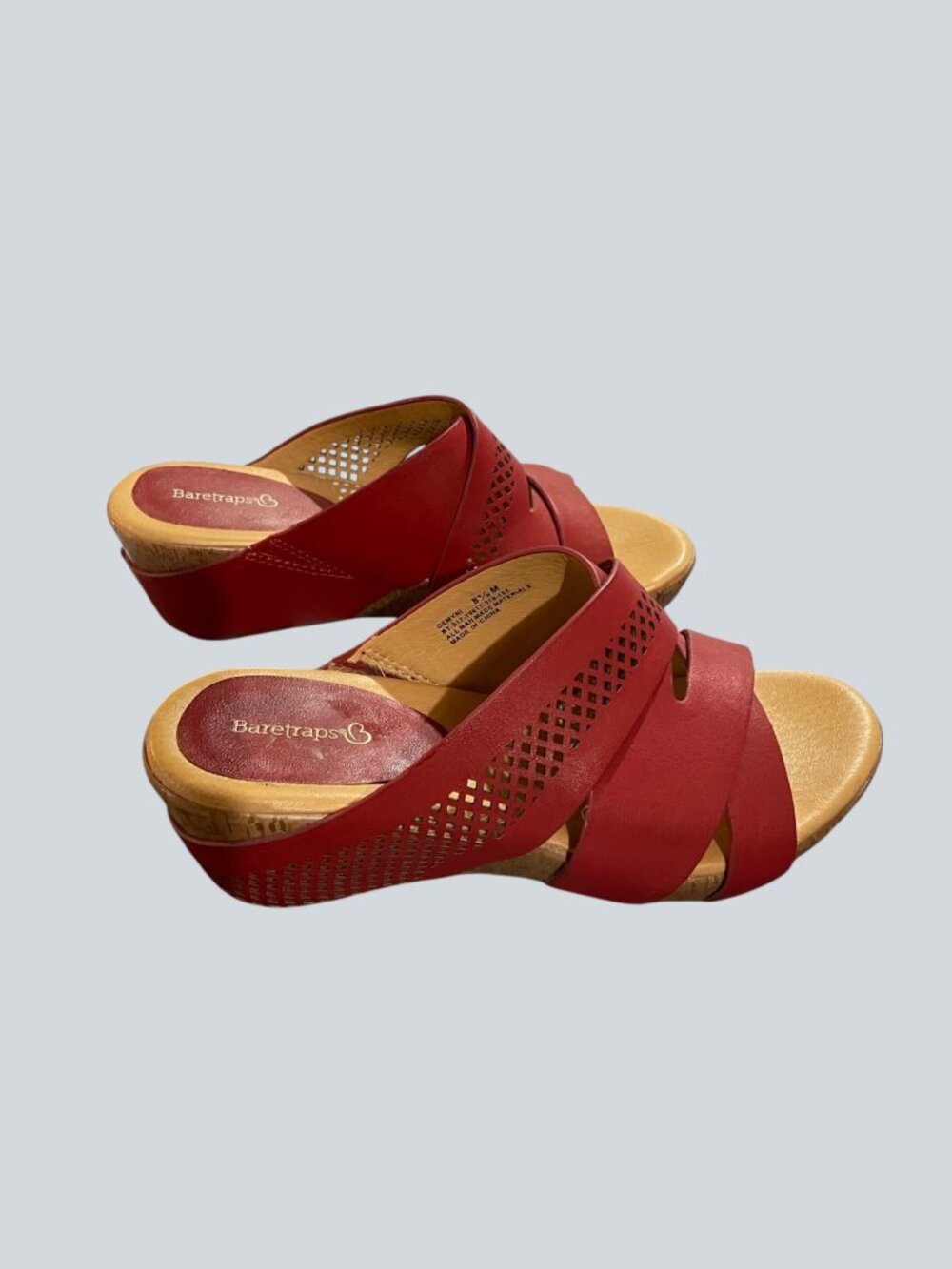 Red Baretrap Wedge Sandal Size 8 1/2